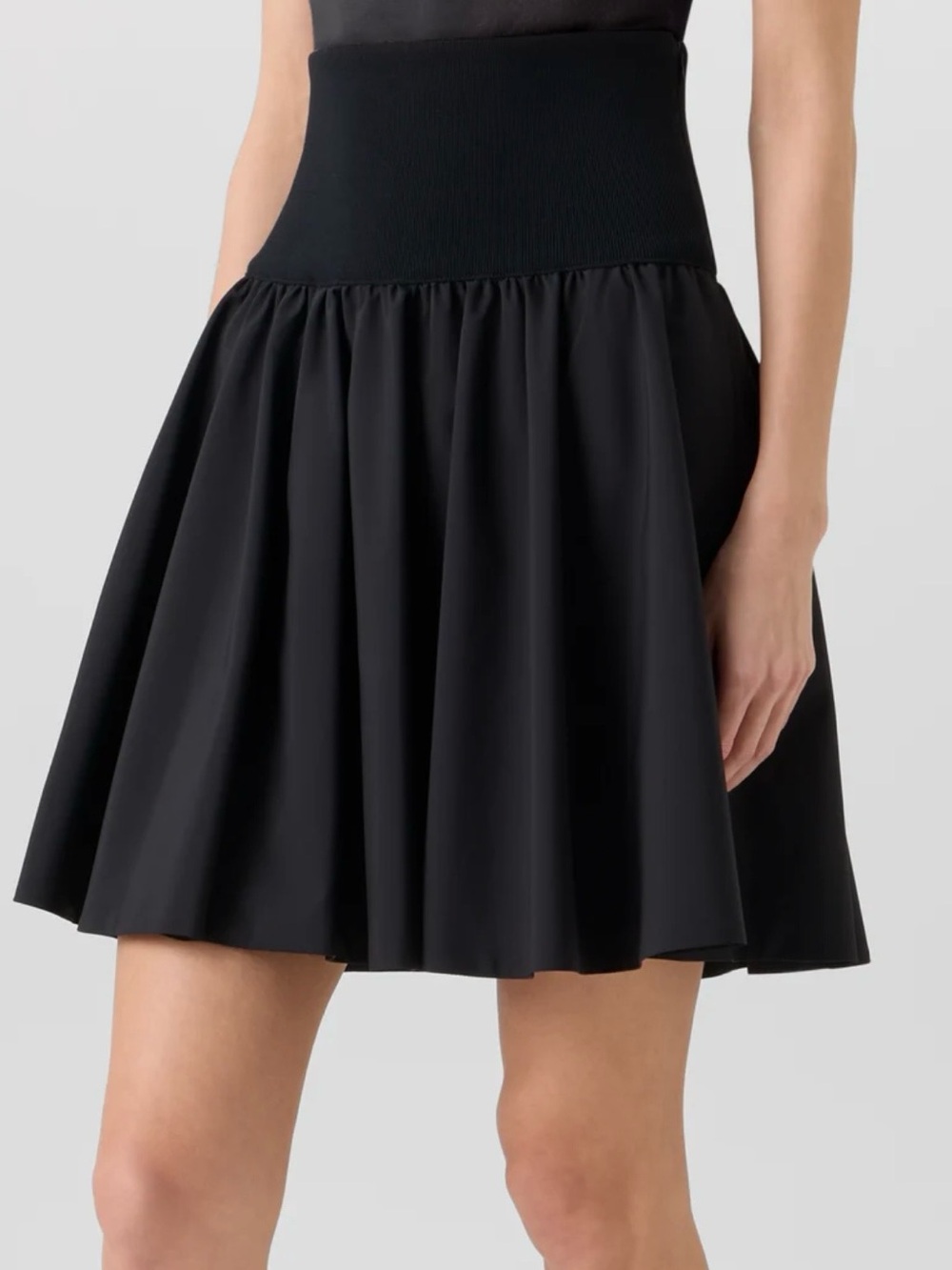 Akris Punto Black High-Rise mix media Flared Mini Skirt